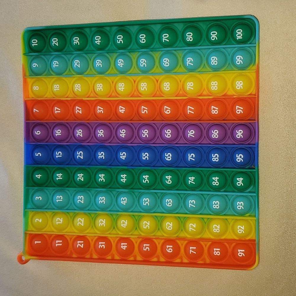 Square Rainbow Pop-It with 100 pops That Helps With Counting